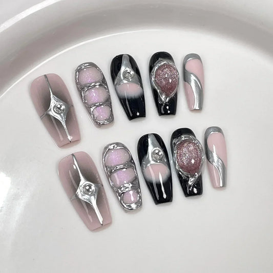10Pcs Black Nails