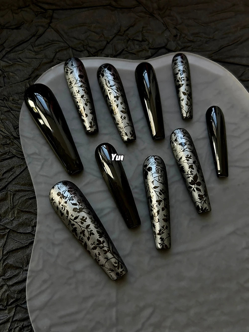 10Pcs Long Coffin Leopard Print