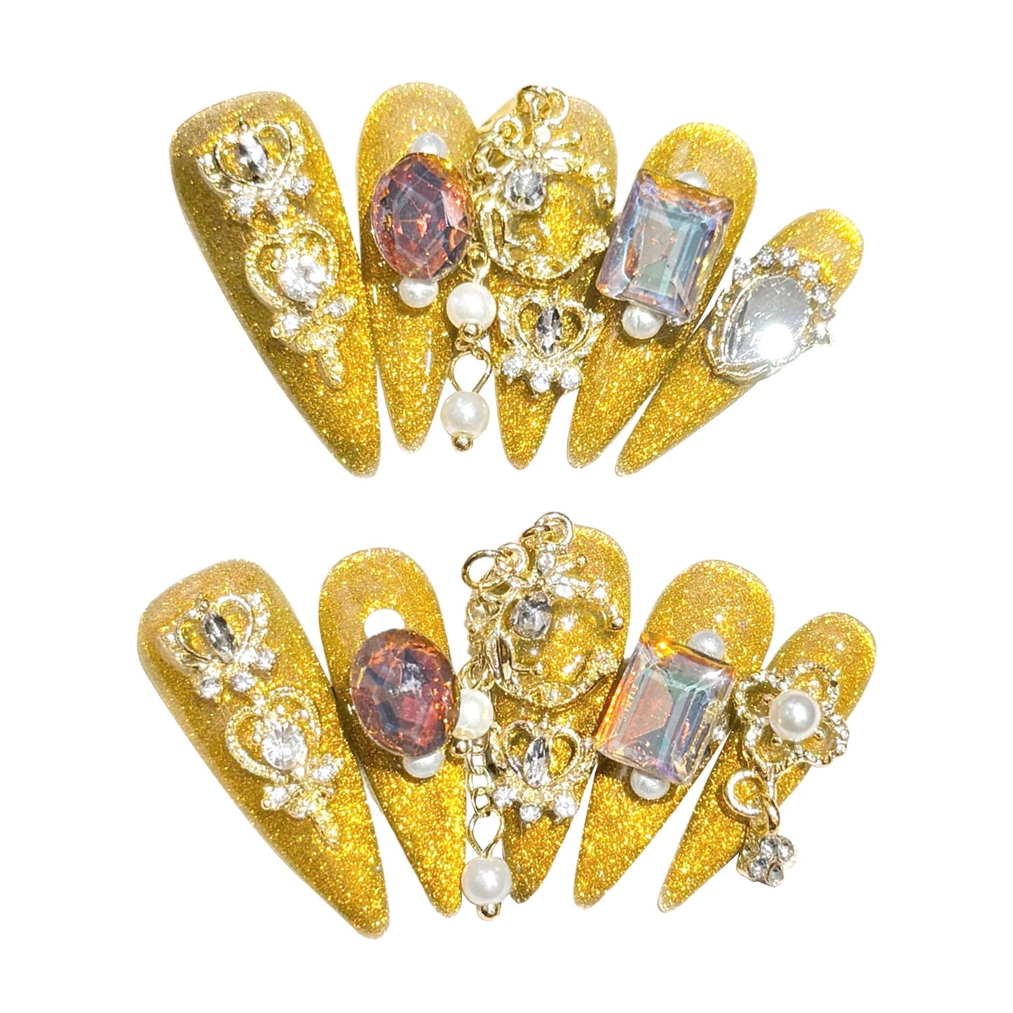 10pcs Gold Luxury Handmade Nail