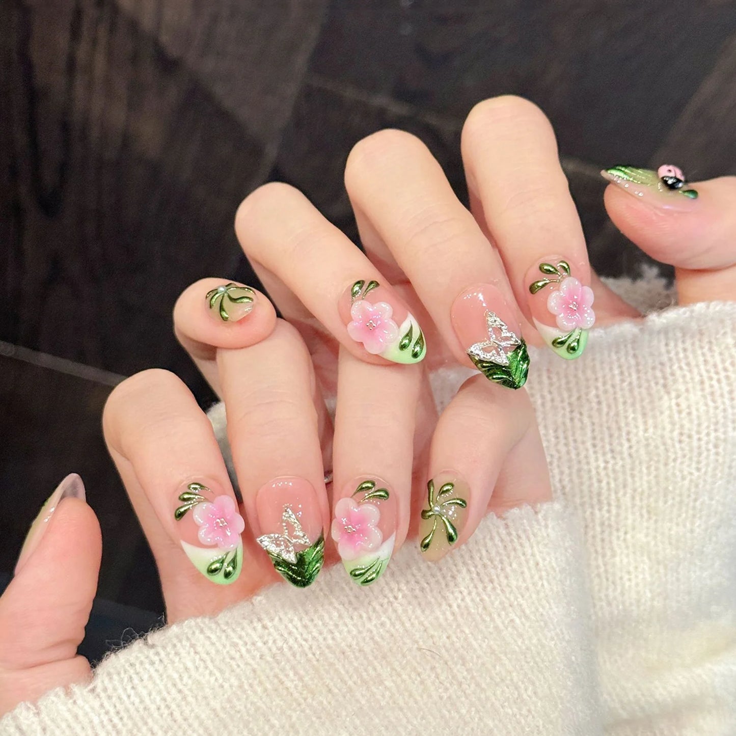 10PCS Pink Green Gradient
