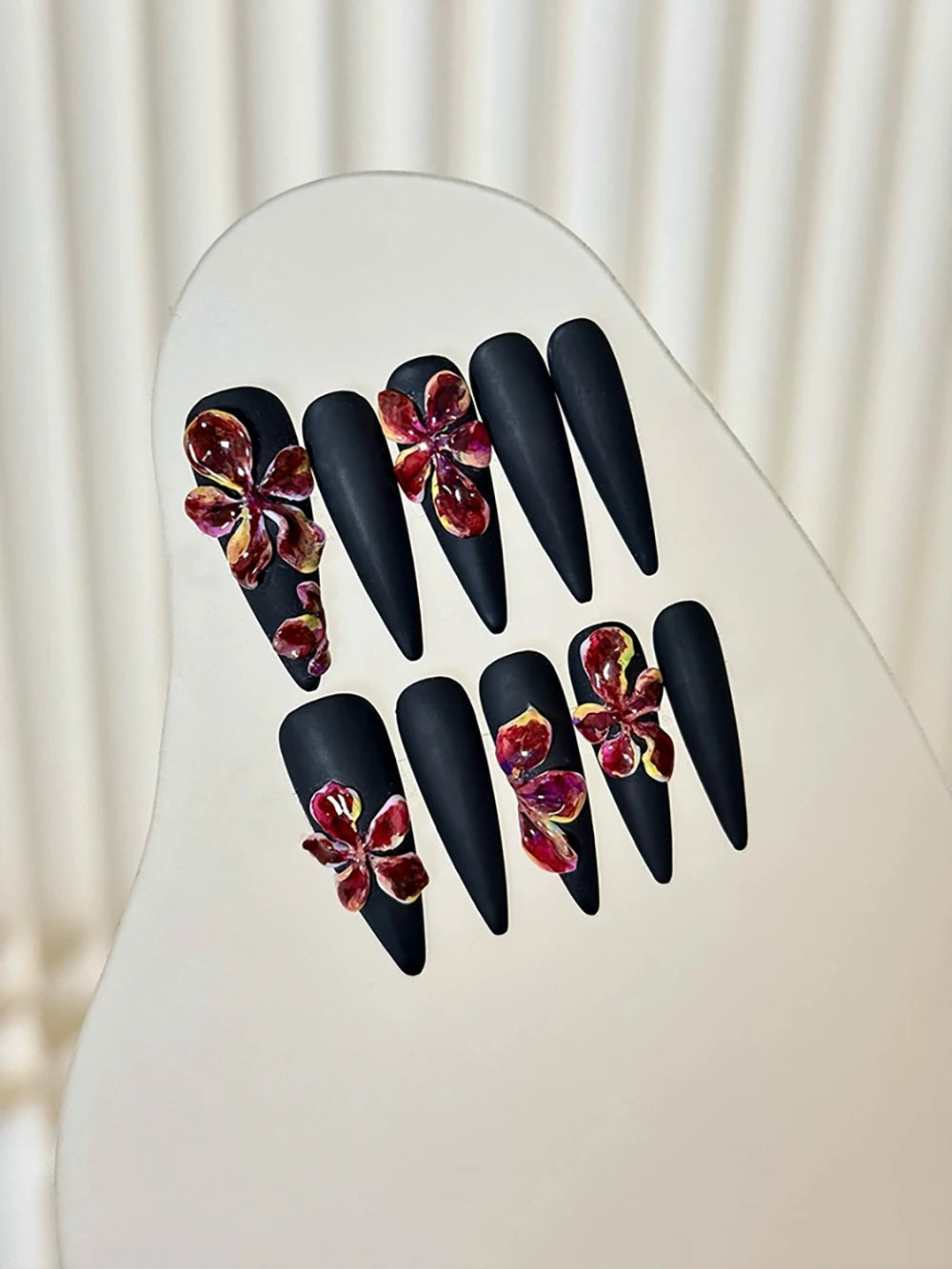 10Pcs Long Coffin Leopard Print