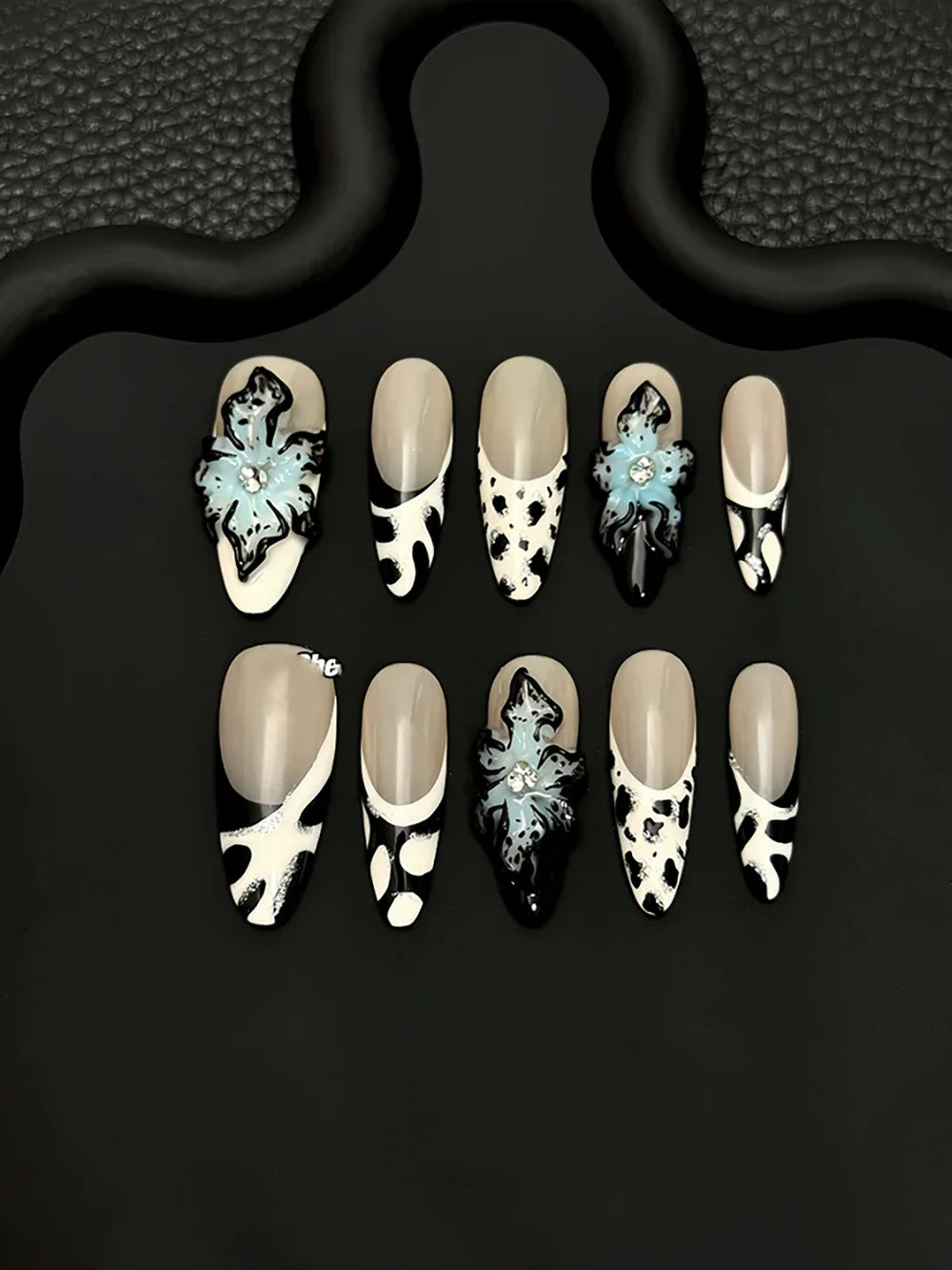 10Pcs Long Coffin Leopard Print