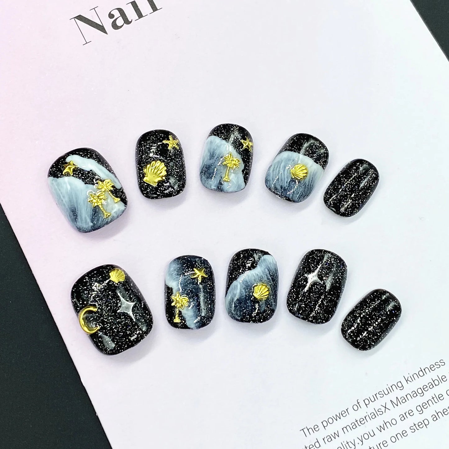10pcs - Blue Glossy Fish & Bubbles